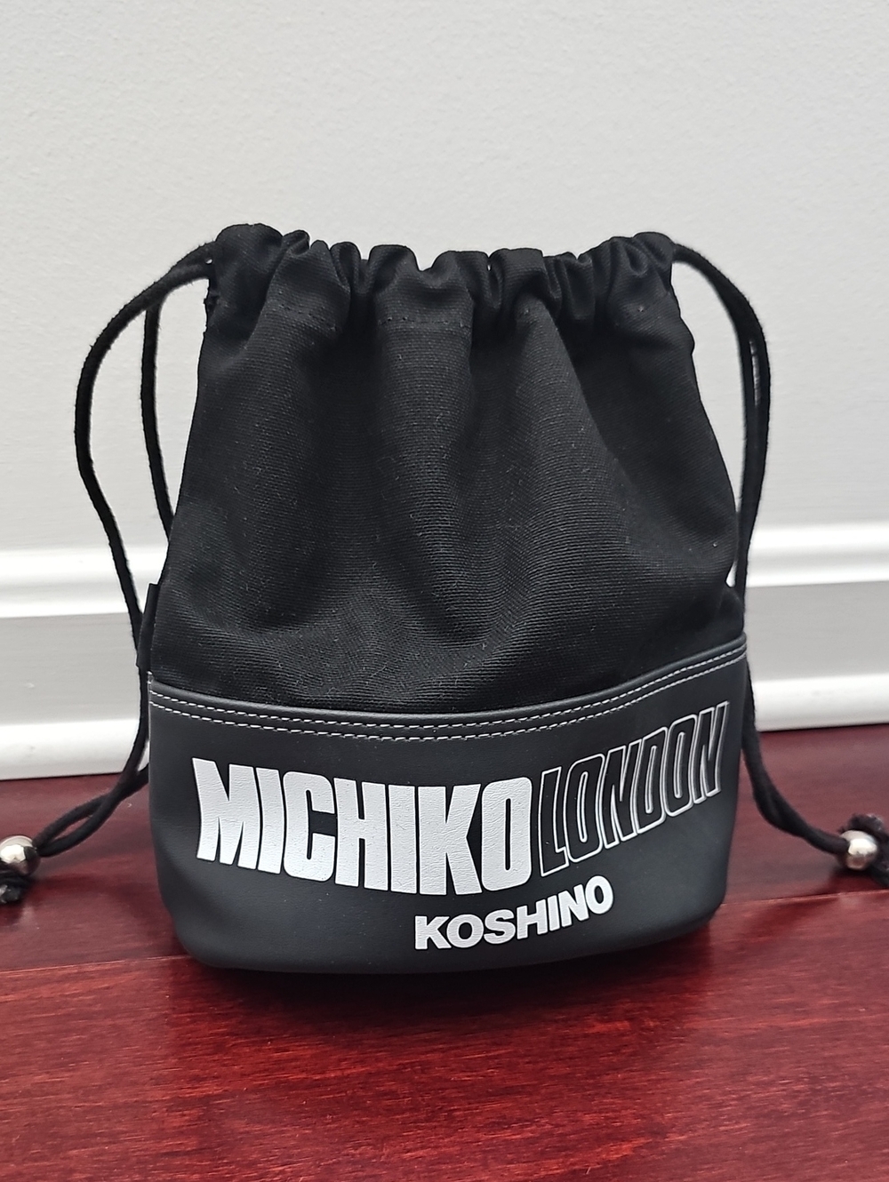 Michiko Koshino Black Drawstring Bucket Bag